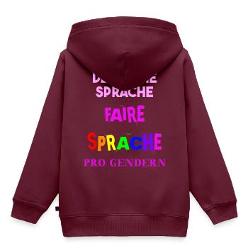Deutsche Sprache Faire Sprache Geschenk Gendern - Kinder Premium Organic Hoodie - Burgunderrot - Hinten - AI Model Kid Female (0cm)