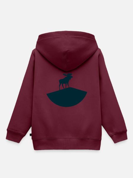 Elch - Kinder Premium Organic Hoodie - Burgunderrot