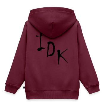 IDK - Kinder Premium Organic Hoodie - Burgunderrot - Hinten - AI Model Kid Female (0cm)