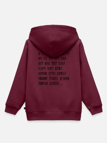 Fibonacci Zahlenfolge - Kinder Premium Organic Hoodie - Burgunderrot