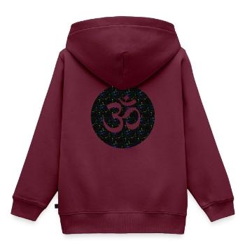 OM - Kinder Premium Organic Hoodie - Burgunderrot - Hinten - AI Model Kid Female (0cm)