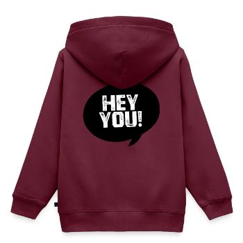 Hey du Dunkle - Kinder Premium Organic Hoodie - Burgunderrot - Hinten - AI Model Kid Female (0cm)