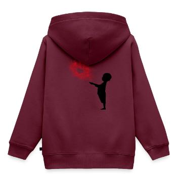 Spread the Love - Kinder Premium Organic Hoodie - Burgunderrot - Hinten - AI Model Kid Female (0cm)