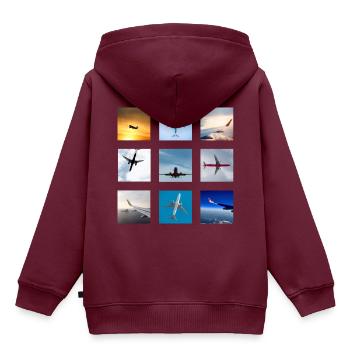 Flugzeuge verursachen Reisefieber - Kinder Premium Organic Hoodie - Burgunderrot - Hinten - AI Model Kid Female (0cm)