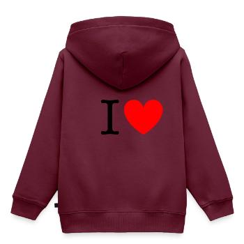 I LOVE - Kinder Premium Organic Hoodie - Burgunderrot - Hinten - AI Model Kid Female (0cm)