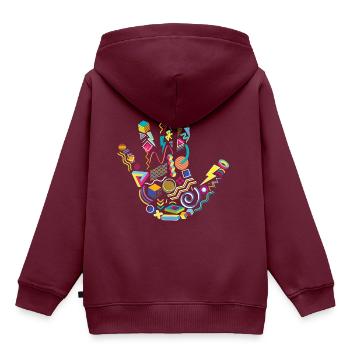 Achtziger Hand - Kinder Premium Organic Hoodie - Burgunderrot - Hinten - AI Model Kid Female (0cm)