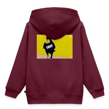 Der Rabe, der Dieb - Kinder Premium Organic Hoodie - Burgunderrot - Hinten - AI Model Kid Female (0cm)