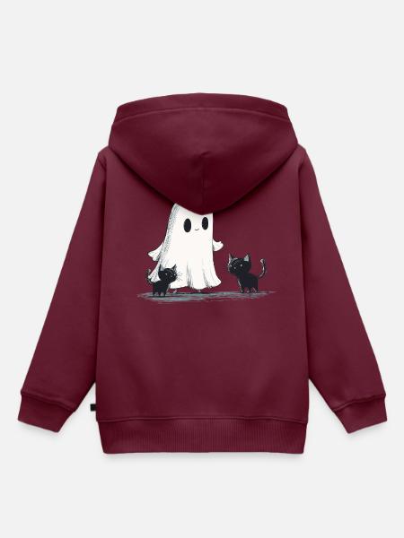 Geist Schwarze Katzen Halloween Geist - Kinder Premium Organic Hoodie - Burgunderrot