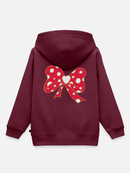 schöne Schleife mit Herz - Kinder Premium Organic Hoodie - Burgunderrot