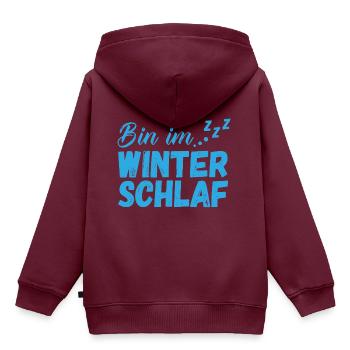 Bin im Winterschlaf - Kalt Eis Frost Schnee Winter - Kinder Premium Organic Hoodie - Burgunderrot - Hinten - AI Model Kid Female (0cm)