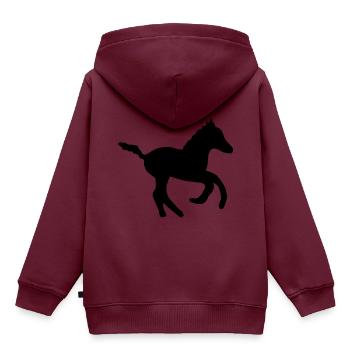 kleines süßes Fohlen - Kinder Premium Organic Hoodie - Burgunderrot - Hinten - AI Model Kid Female (0cm)