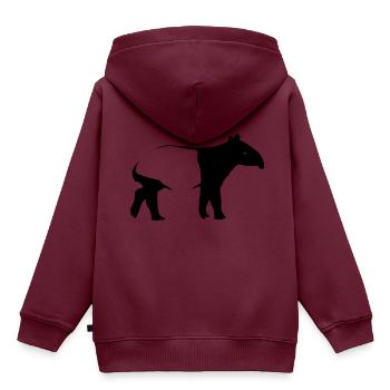 Schabracken Tapir Silhoutte exotisch Tier Geschenk - Kinder Premium Organic Hoodie - Burgunderrot - Hinten - AI Model Kid Female (0cm)