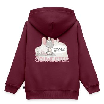 große Schwester Einhorn Maus Vogel - Kinder Premium Organic Hoodie - Burgunderrot - Hinten - AI Model Kid Female (0cm)