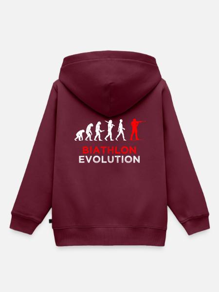 Biathlon Evolution Biathlet Spruch - Kinder Premium Organic Hoodie - Burgunderrot