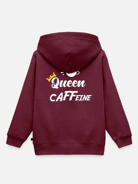 KÖNIGIN CAFFEINE - Kinder Premium Organic Hoodie - Burgunderrot