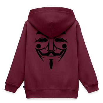 Guy Fawkes-Maske - Kinder Premium Organic Hoodie - Burgunderrot - Hinten - AI Model Kid Female (0cm)