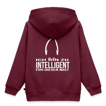 Pinguin Ich bin zu intelligent für diesen Mist - Kinder Premium Organic Hoodie - Burgunderrot - Hinten - AI Model Kid Female (0cm)