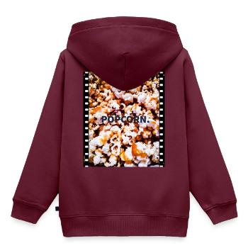 Popcorn - Kinder Premium Organic Hoodie - Burgunderrot - Hinten - AI Model Kid Female (0cm)