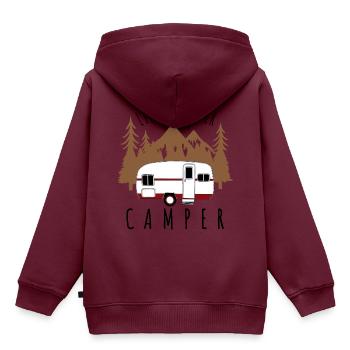 Das Leben ist besser in einem Wohnwagen - Kinder Premium Organic Hoodie - Burgunderrot - Hinten - AI Model Kid Female (0cm)
