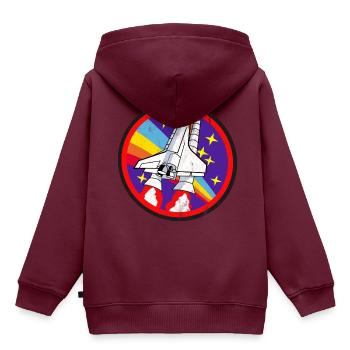 Rakete | Weltraum | Used look | Geschenkidee - Kinder Premium Organic Hoodie - Burgunderrot - Hinten - AI Model Kid Female (0cm)