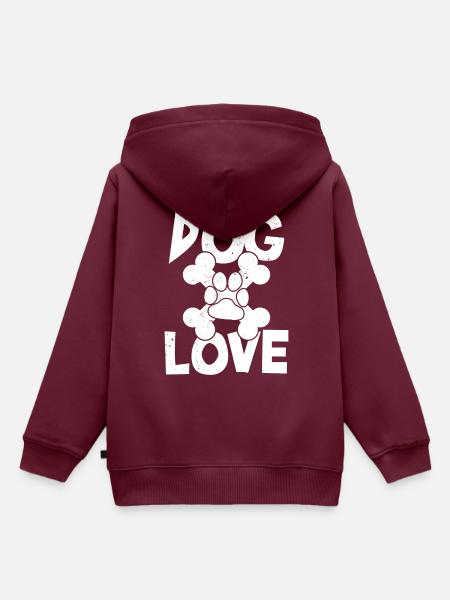 Hundeliebe-Hundespruch - Kinder Premium Organic Hoodie - Burgunderrot