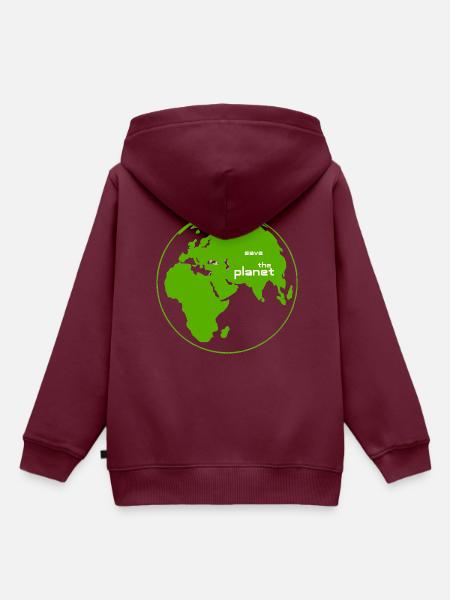 save the planet - Kinder Premium Organic Hoodie - Burgunderrot