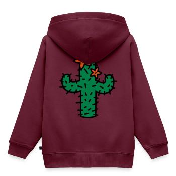 Kaktus mit Blüten cactus with blossoms - Kinder Premium Organic Hoodie - Burgunderrot - Hinten - AI Model Kid Female (0cm)