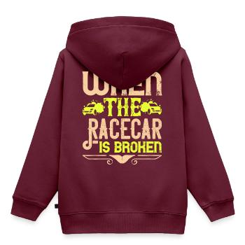 Wenn der Rennwagen kaputt ist - Kinder Premium Organic Hoodie - Burgunderrot - Hinten - AI Model Kid Female (0cm)