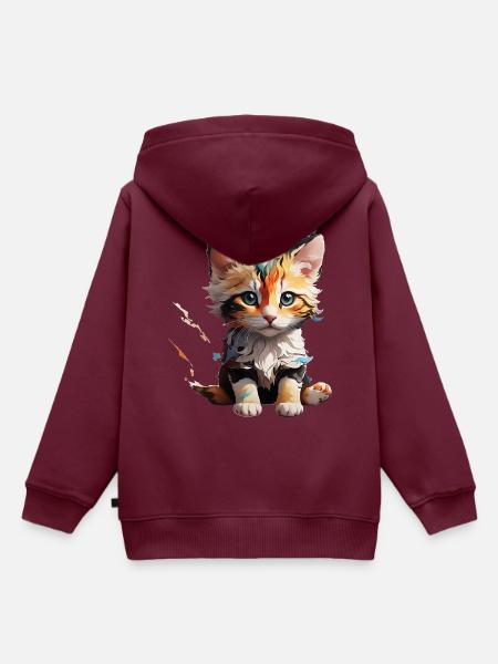 Katze klein - Kinder Premium Organic Hoodie - Burgunderrot