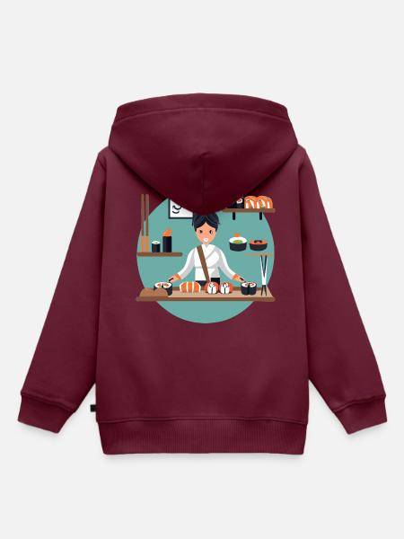 Sushi Mädchen - Kinder Premium Organic Hoodie - Burgunderrot