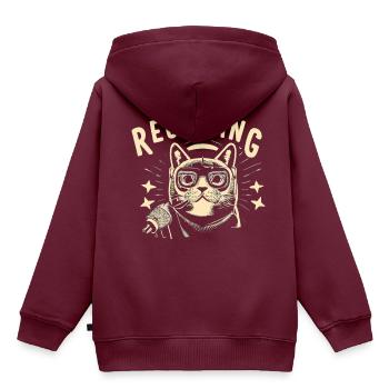 Podcast Host Podcaster Katze Audiobeitrag Geschenk - Kinder Premium Organic Hoodie - Burgunderrot - Hinten - AI Model Kid Female (0cm)