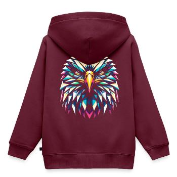 Adler Polygon - Kinder Premium Organic Hoodie - Burgunderrot - Hinten - AI Model Kid Female (0cm)