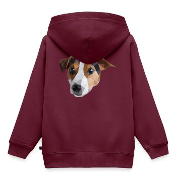 Jack Russel - Kinder Premium Organic Hoodie - Burgunderrot - Hinten - AI Model Kid Female (0cm)
