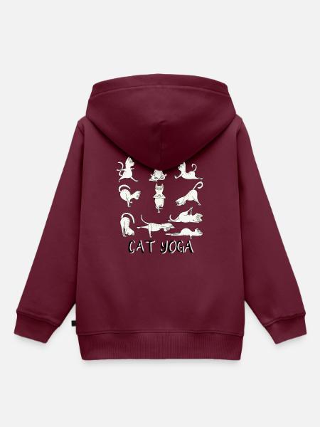 Katzen Yoga Fitness - Mantra - Karma - Miau - Cat - Kinder Premium Organic Hoodie - Burgunderrot