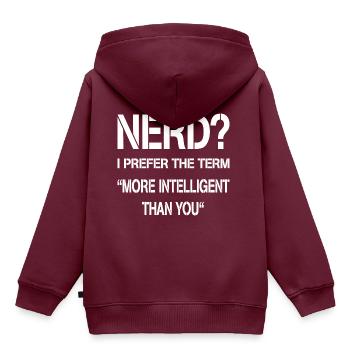 Nerd - Kinder Premium Organic Hoodie - Burgunderrot - Hinten - AI Model Kid Female (0cm)