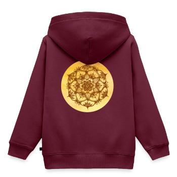 Solar-Mandalas - Kinder Premium Organic Hoodie - Burgunderrot - Hinten - AI Model Kid Female (0cm)