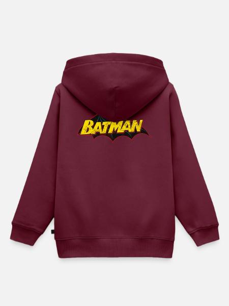 Batman Schriftzug Gelb - Kinder Premium Organic Hoodie - Burgunderrot