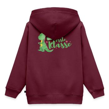 Geschenk zum Schulanfang: ich bin erste Klasse - Kinder Premium Organic Hoodie - Burgunderrot - Hinten - AI Model Kid Female (0cm)