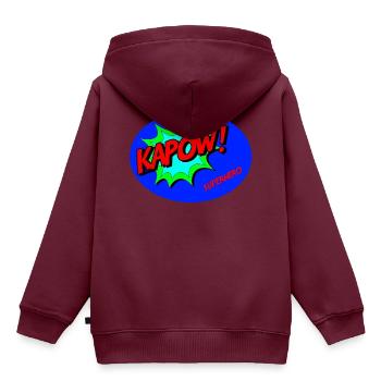 Superhero (Superheld) - Kinder Premium Organic Hoodie - Burgunderrot - Hinten - AI Model Kid Female (0cm)