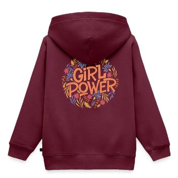 Girl Power - Kinder Premium Organic Hoodie - Burgunderrot - Hinten - AI Model Kid Female (0cm)
