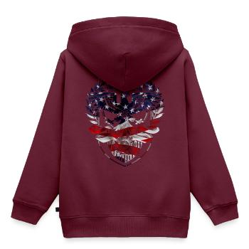 Armee - Kinder Premium Organic Hoodie - Burgunderrot - Hinten - AI Model Kid Female (0cm)