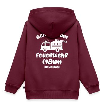 Geboren um Feuerwehrmann zu werden Feuerwehr - Kinder Premium Organic Hoodie - Burgunderrot - Hinten - AI Model Kid Female (0cm)