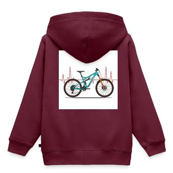 Adrenalin und Ausdauer - Mit Herz und Bike - Kinder Premium Organic Hoodie - Burgunderrot - Hinten - AI Model Kid Female (0cm)