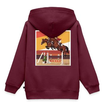 Die Kunst des Springreitens - Kinder Premium Organic Hoodie - Burgunderrot - Hinten - AI Model Kid Female (0cm)