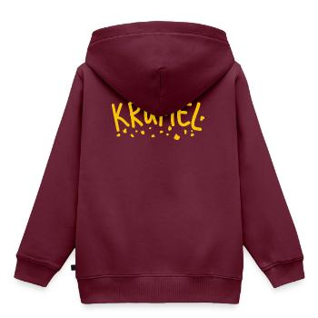 Kosename Krümel Schriftzug Baby Geschenk - Kinder Premium Organic Hoodie - Burgunderrot - Hinten - AI Model Kid Female (0cm)