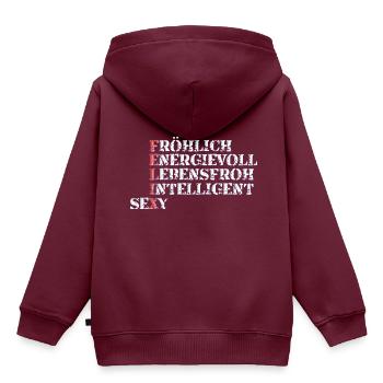 felix - Kinder Premium Organic Hoodie - Burgunderrot - Hinten - AI Model Kid Female (0cm)