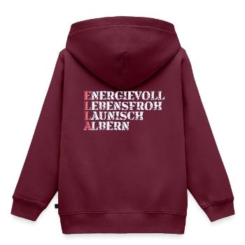 ella - Kinder Premium Organic Hoodie - Burgunderrot - Hinten - AI Model Kid Female (0cm)