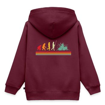 Schlagzeuger Evolution Drummer Retro Schlagzeug - Kinder Premium Organic Hoodie - Burgunderrot - Hinten - AI Model Kid Female (0cm)