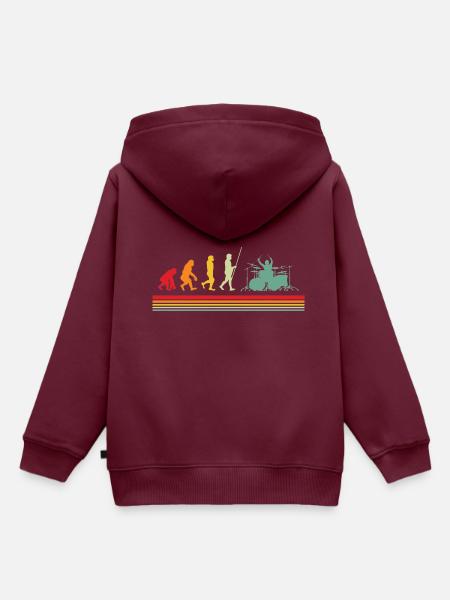 Schlagzeuger Evolution Drummer Retro Schlagzeug - Kinder Premium Organic Hoodie - Burgunderrot