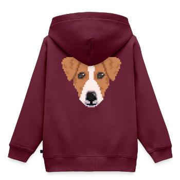 Pixel Hund - Kinder Premium Organic Hoodie - Burgunderrot - Hinten - AI Model Kid Female (0cm)